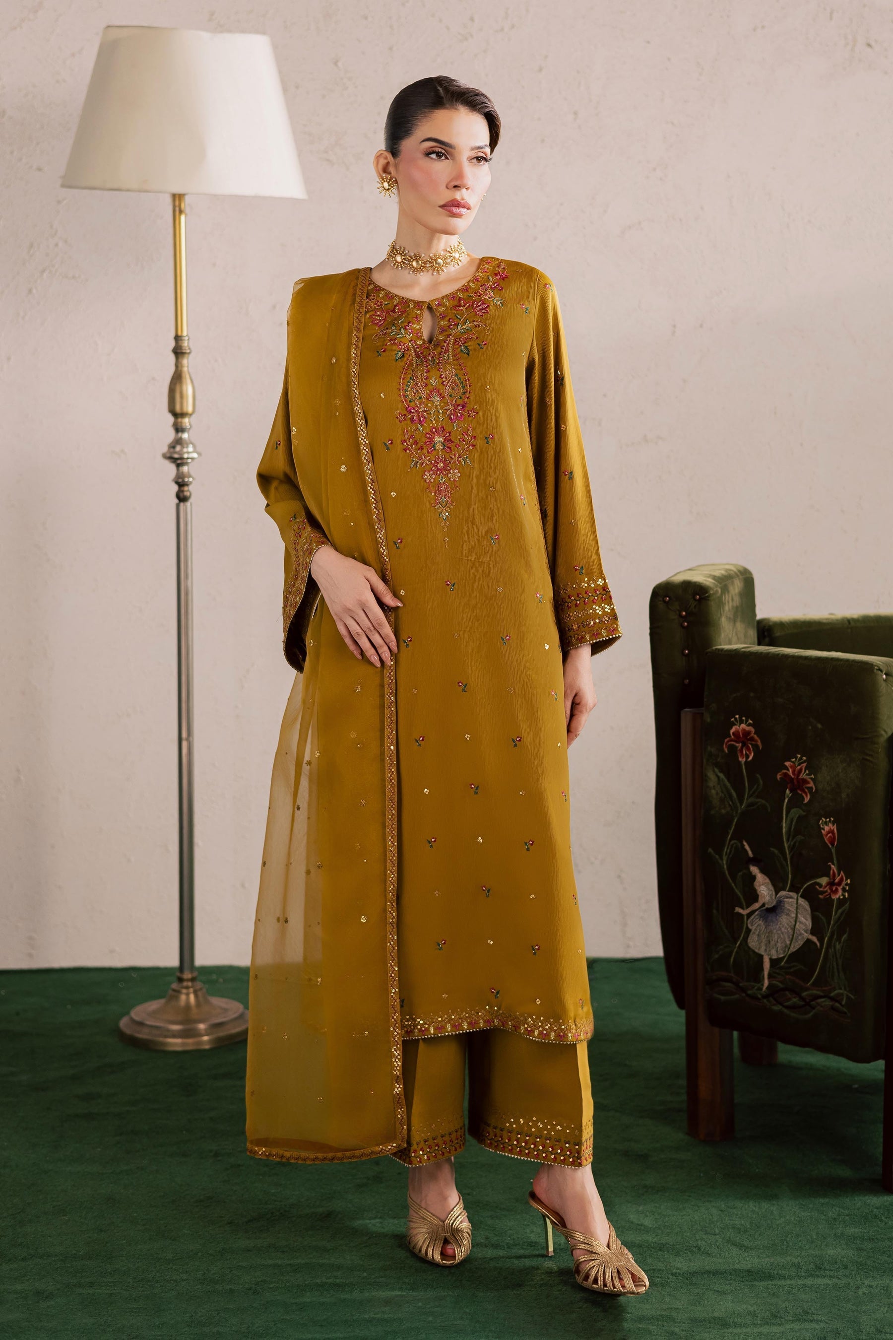 Batik | Festive Eid 26 | Hera - Luxury Dress - available at Maria Faisal in UK and USA.