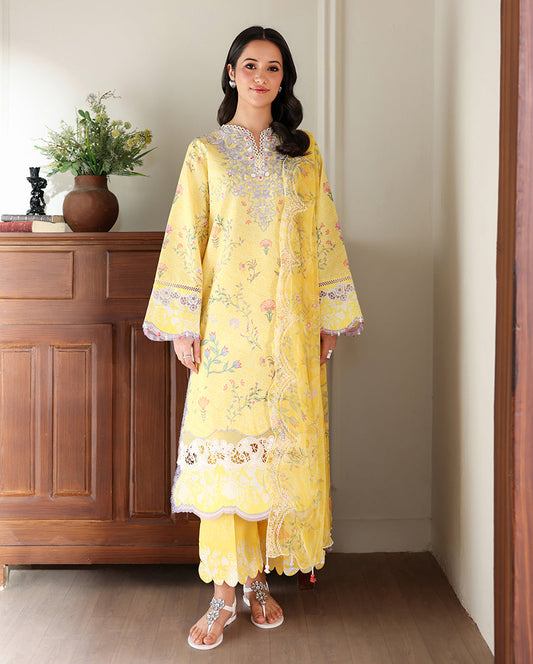 Roheenaz | Sunlit Tales Printed Embroidered Edit | Honey Haze - Luxury Dress - available at Maria Faisal in UK and USA.
