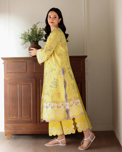 Roheenaz | Sunlit Tales Printed Embroidered Edit | Honey Haze - Luxury Dress - available at Maria Faisal in UK and USA.