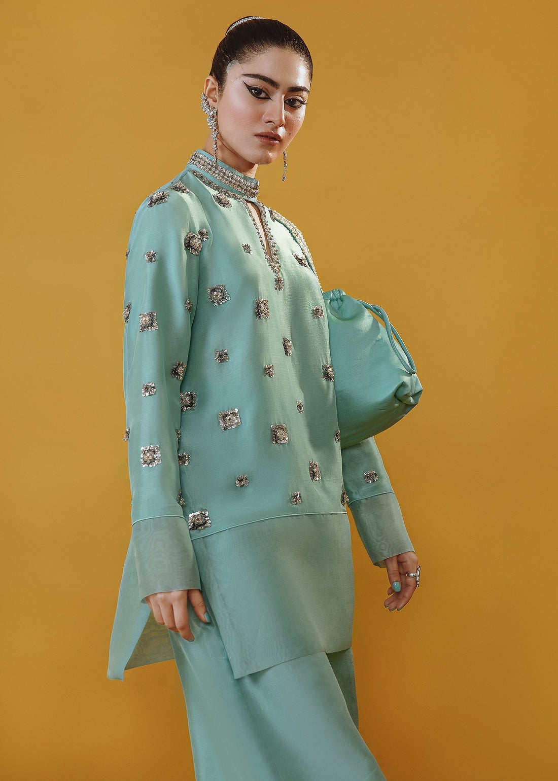 Hussain Rehar | Basic Not Basic |  Gladiolus - Designer Dress with Intricate embroidery and embellishments. Shop elegent wedding dress at Maria Faisal.