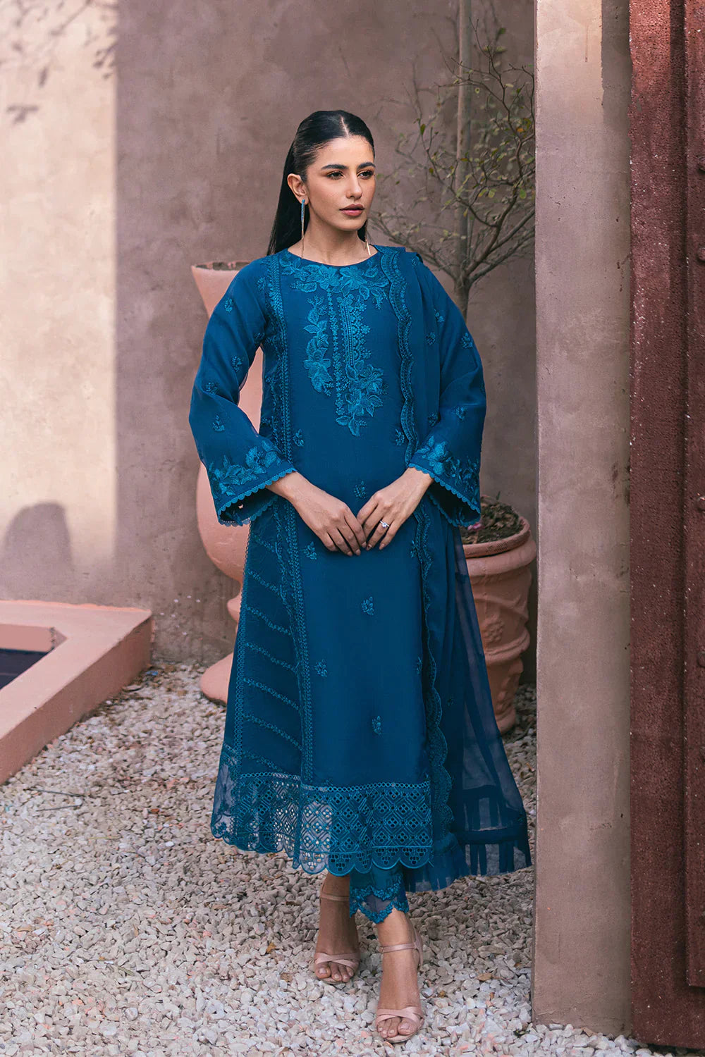 Azure | Embroidered Ensembles 3 Pcs | Hydrangea Hues - Formal 