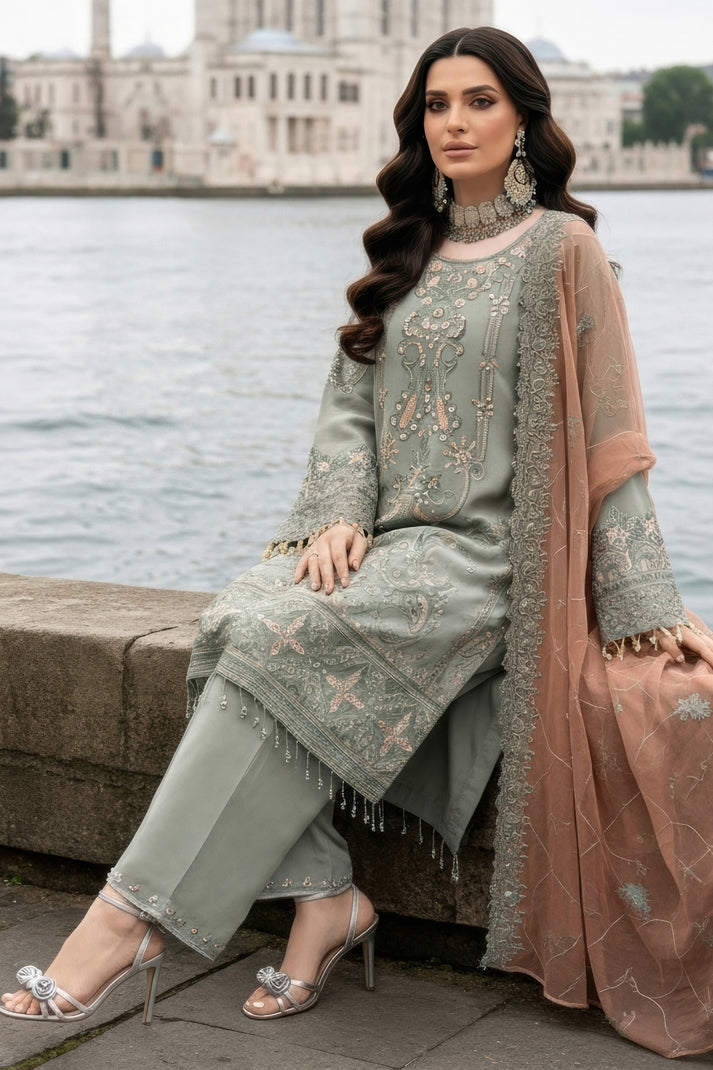 Imrozia Premium | Mehr e Mah | I-245 Dilara Sultan - Formal Dress - available at Maria Faisal in UK and USA.