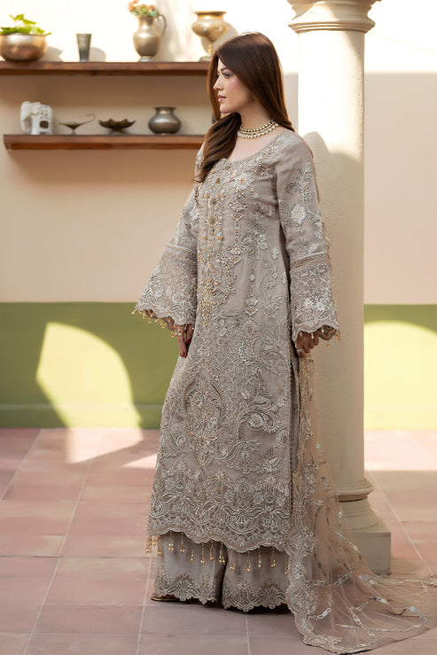 Imrozia Premium | Baad e Saba | I-270 Samak - Formal Dress - available at Maria Faisal in UK and USA.