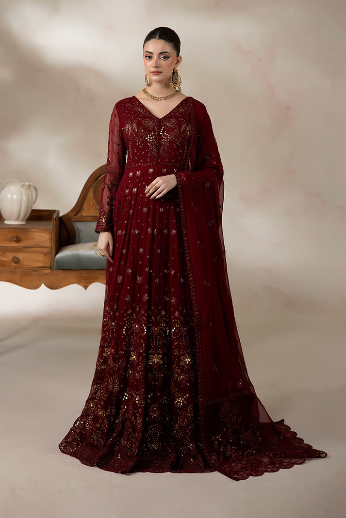 Imrozia Premium | La Fiora Collection | I-277 Amarante - Formal Dress - available at Maria Faisal in UK and USA.
