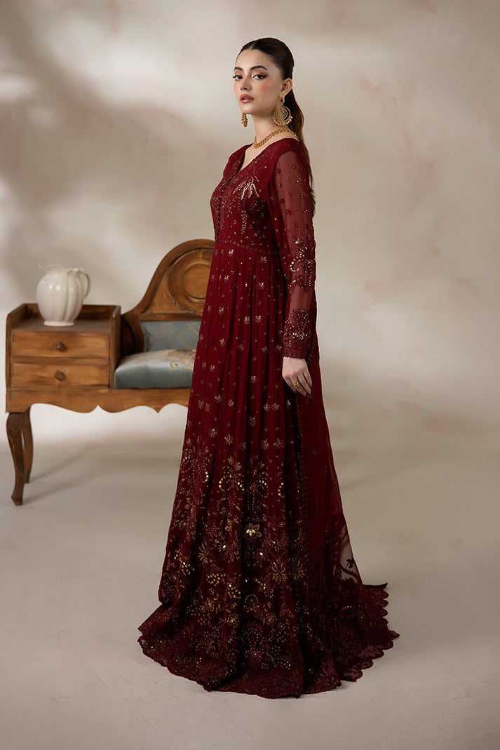 Imrozia Premium | La Fiora Collection | I-277 Amarante - Formal Dress - available at Maria Faisal in UK and USA.