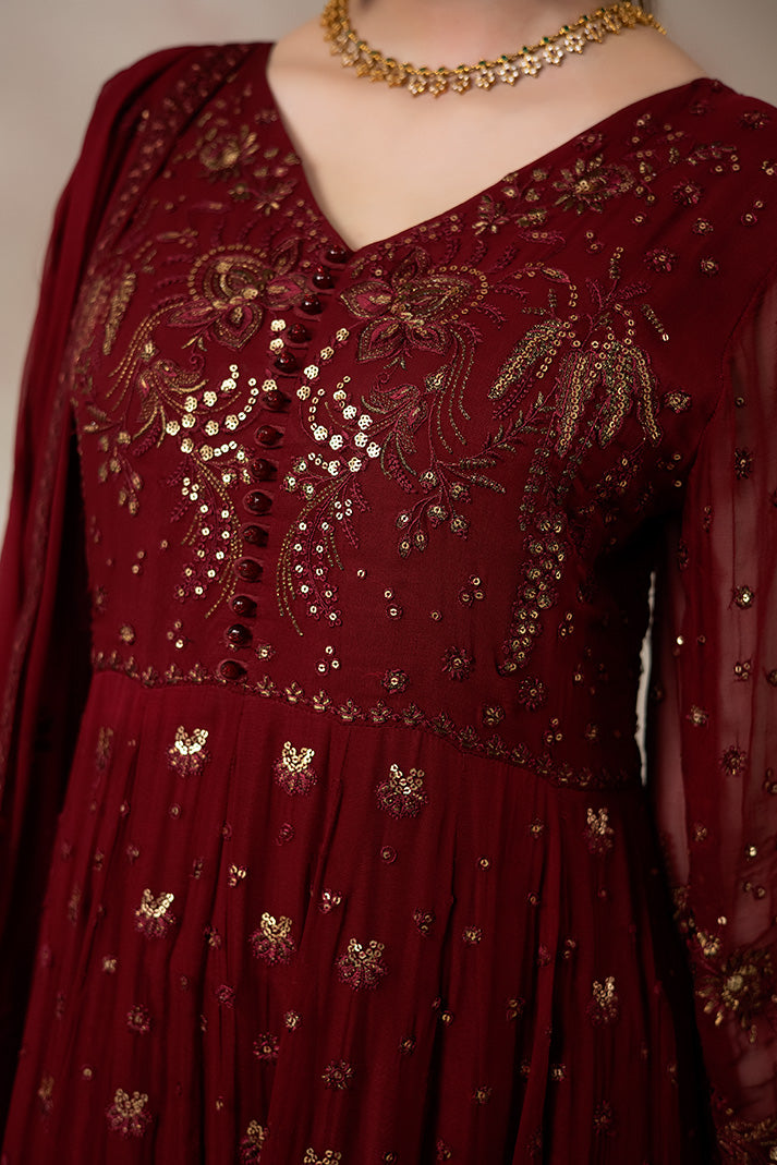 Imrozia Premium | La Fiora Collection | I-277 Amarante - Formal Dress - available at Maria Faisal in UK and USA.