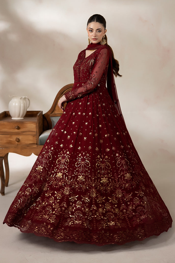 Imrozia Premium | La Fiora Collection | I-277 Amarante - Formal Dress - available at Maria Faisal in UK and USA.