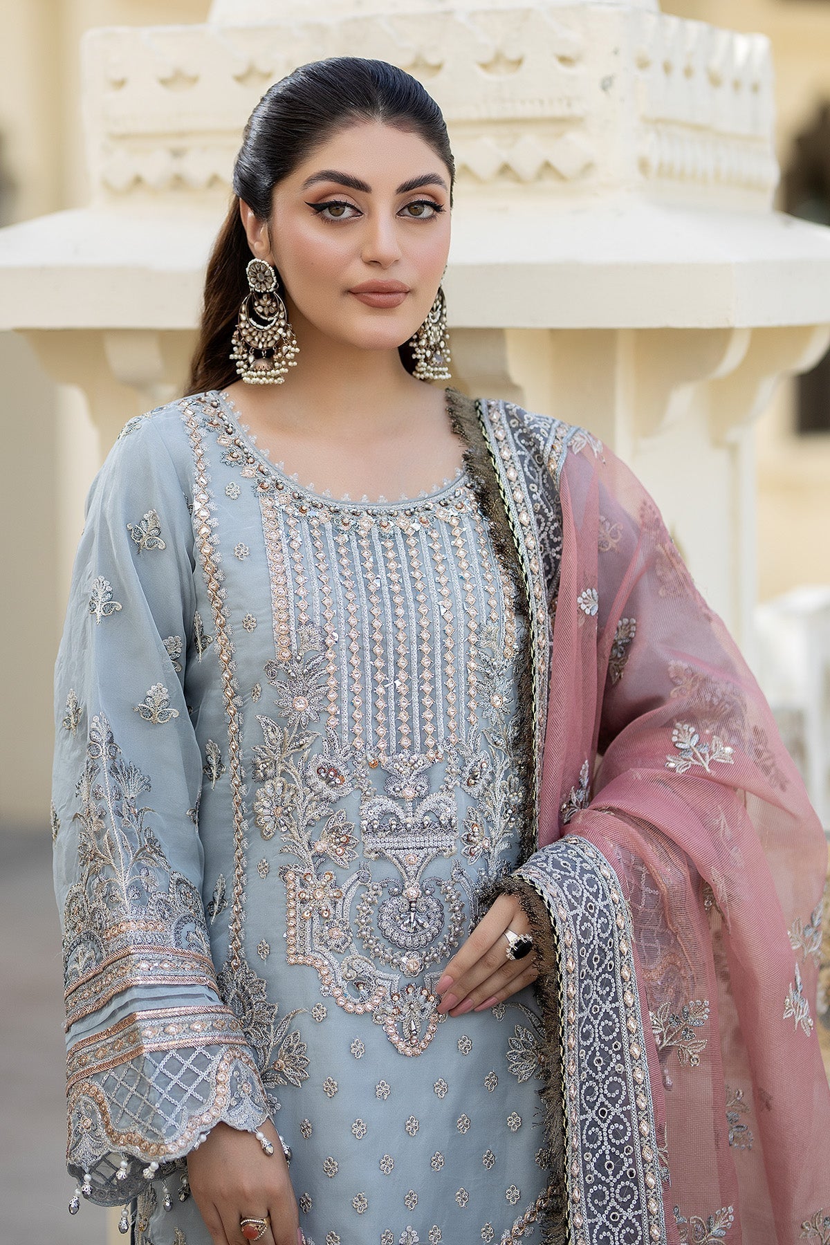 Imrozia Premium | Baad e Saba Formals | IP-54 Roshni - Designer Dress with Intricate embroidery and embellishments. Shop elegent wedding dress at Maria Faisal.