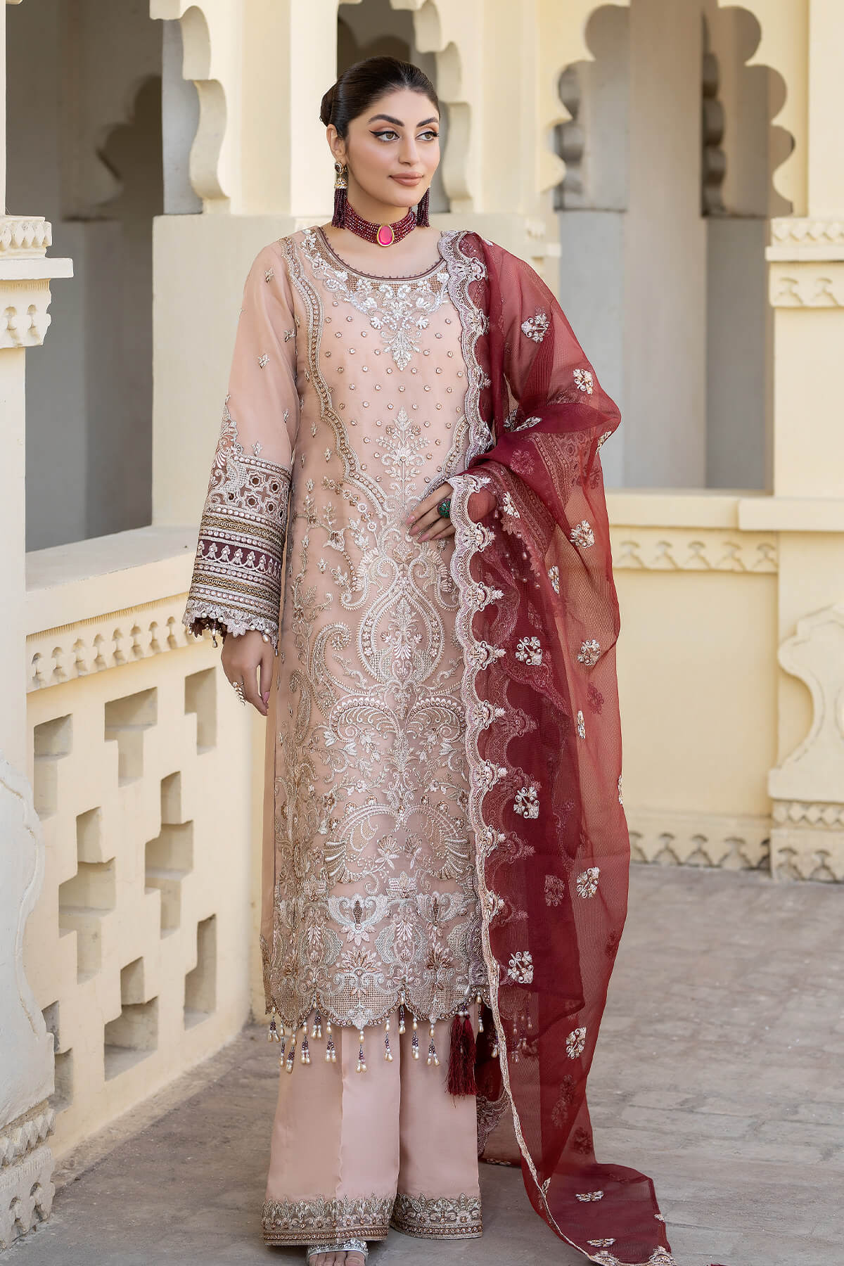 Imrozia Premium | Baad e Saba Formals | IP-58 Haseen - Designer Dress with Intricate embroidery and embellishments. Shop elegent wedding dress at Maria Faisal.