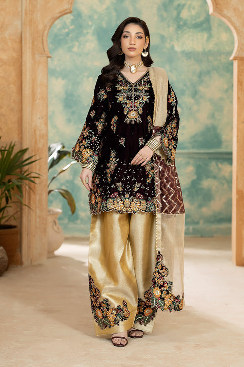 Imrozia Premium | Rukh e Makhmal | Roshni - Formal Dress - available at Maria Faisal in UK and USA.