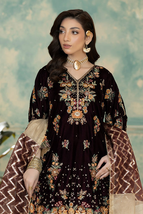 Imrozia Premium | Rukh e Makhmal | Roshni - Formal Dress - available at Maria Faisal in UK and USA.
