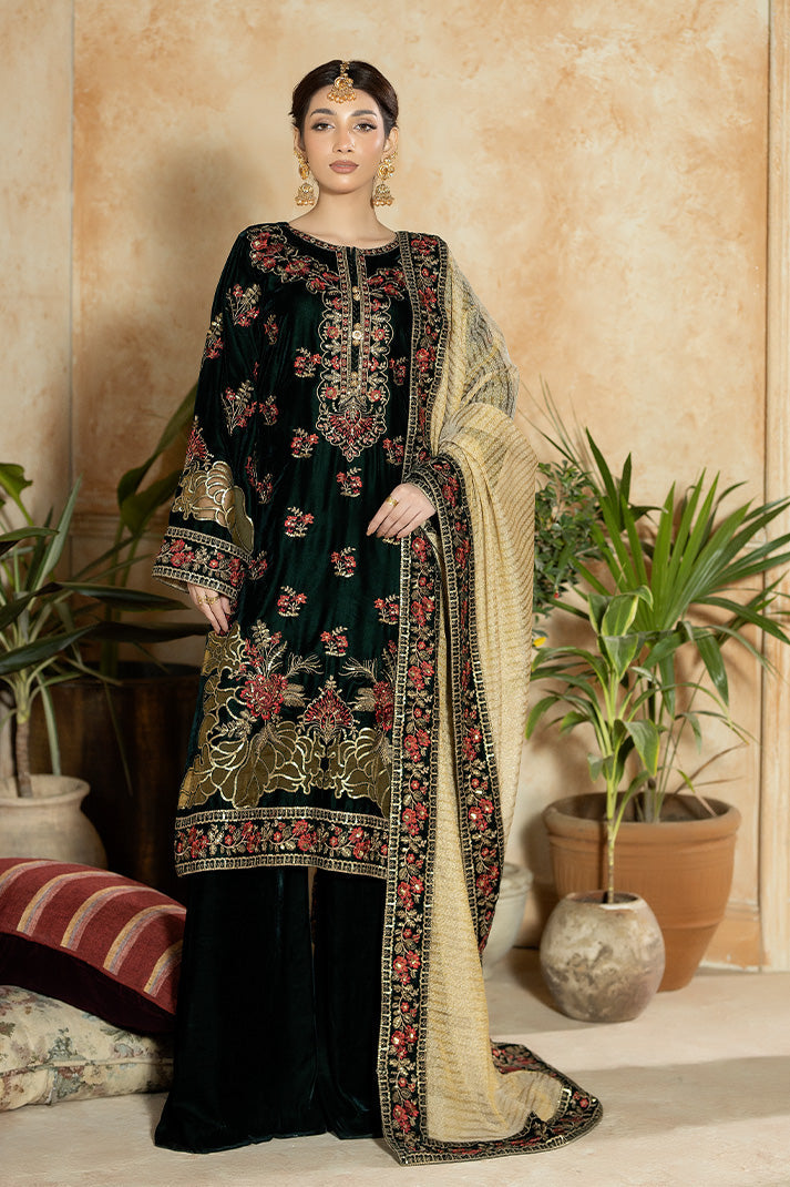 Imrozia Premium | Rukh e Makhmal | Мehekti - Formal Dress - available at Maria Faisal in UK and USA.