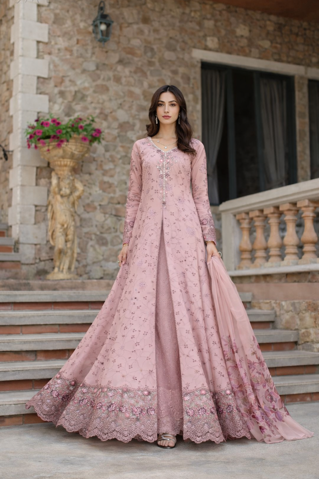 Saadia Asad | Luxury Eid Schiffli Laserkari 26 | D1 - B - Sorina - Luxury Dress - available at Maria Faisal in UK and USA.
