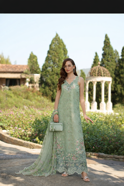 Saadia Asad | Luxury Eid Schiffli Laserkari 26 | D7 - B - Florine - Luxury Dress - available at Maria Faisal in UK and USA.