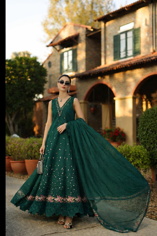 Saadia Asad | Luxury Eid Schiffli Laserkari 26 |D6 - B - Zelina - Luxury Dress - available at Maria Faisal in UK and USA.