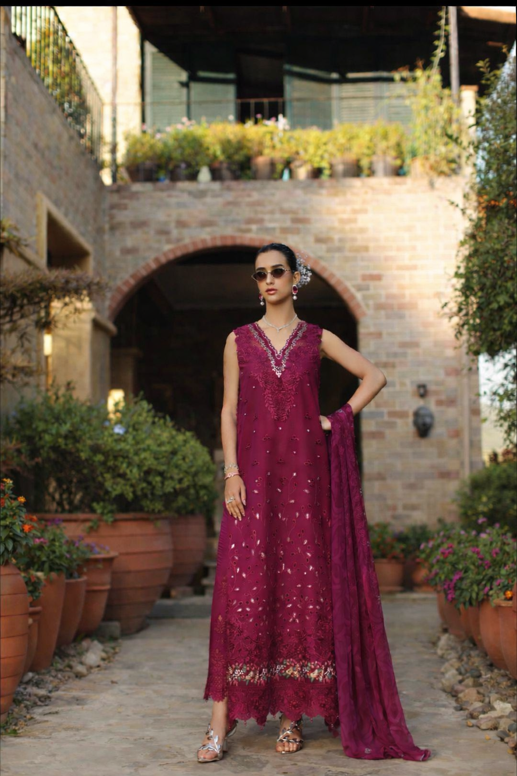 Saadia Asad | Luxury Eid Schiffli Laserkari 26 | D6 - A - Zelina - Luxury Dress - available at Maria Faisal in UK and USA.