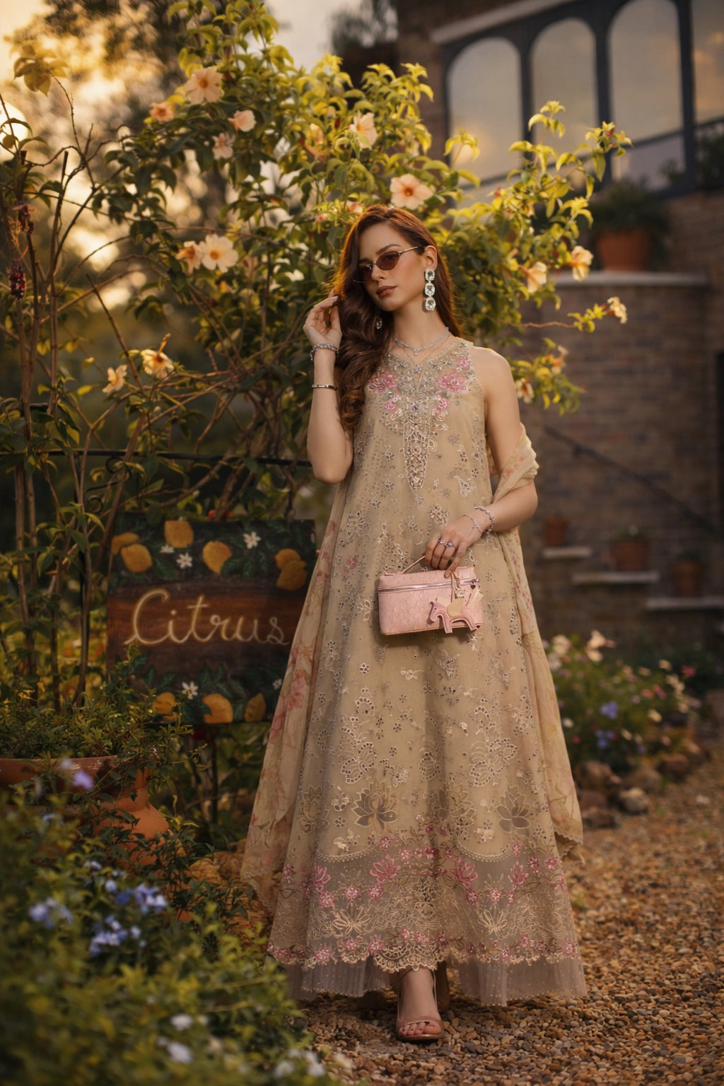 Saadia Asad | Luxury Eid Schiffli Laserkari 26 | D9 - B - Velisse - Luxury Dress - available at Maria Faisal in UK and USA.