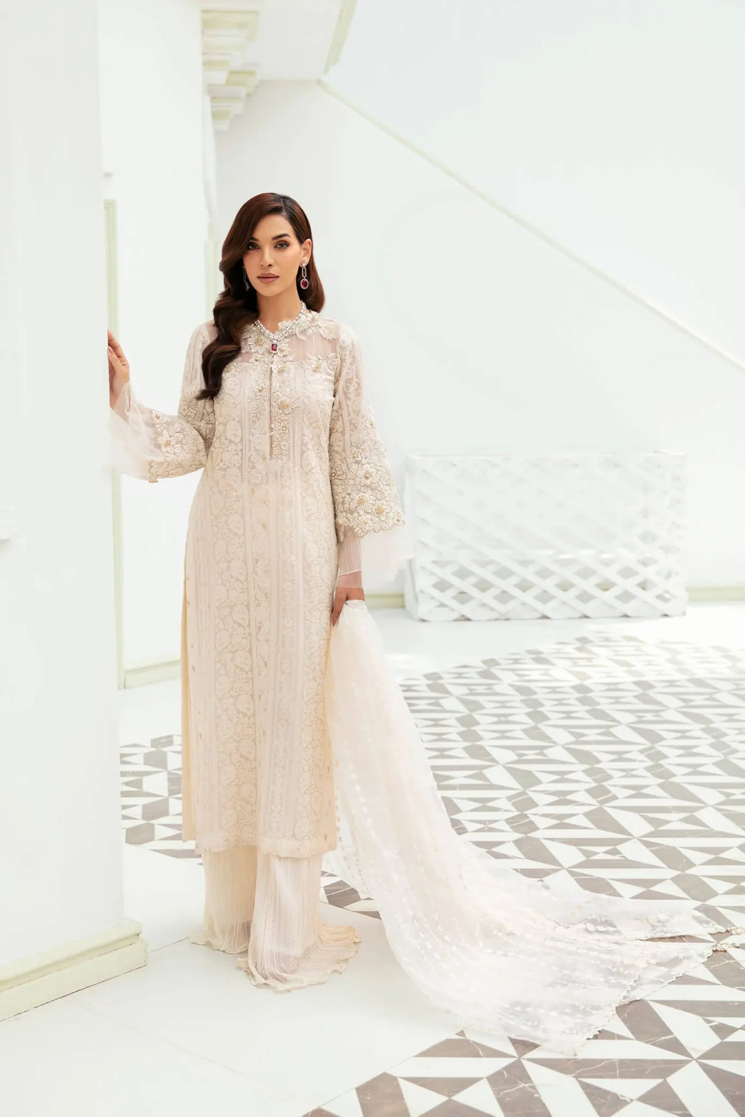 Musfirah Saad - Wedding Festive - Sensational Ivory - Designer Dress with Intricate embroidery and embellishments. Shop elegent wedding dress at Maria Faisal.