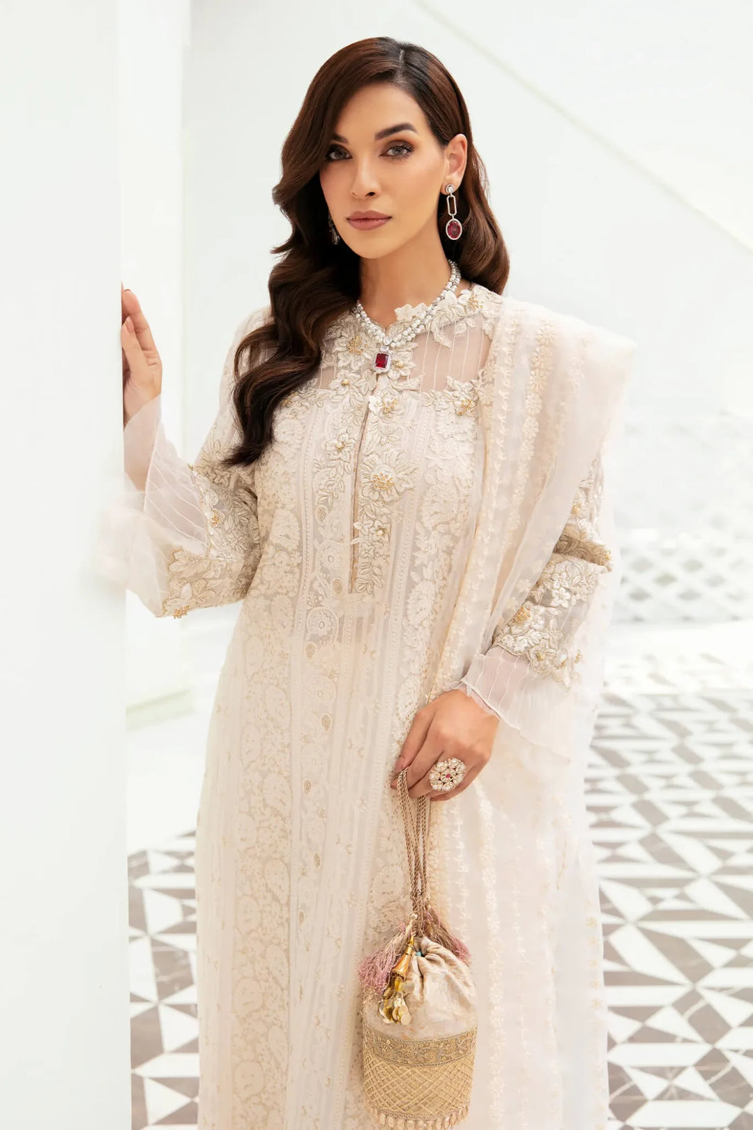 Musfirah Saad - Wedding Festive - Sensational Ivory - Designer Dress with Intricate embroidery and embellishments. Shop elegent wedding dress at Maria Faisal.