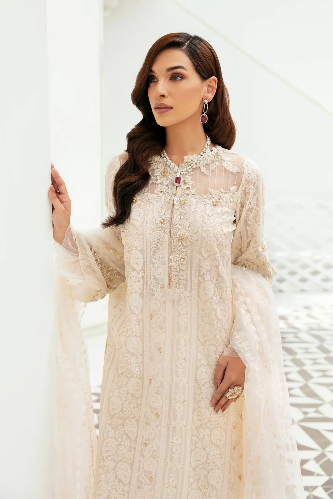 Musfirah Saad - Wedding Festive - Sensational Ivory - Designer Dress with Intricate embroidery and embellishments. Shop elegent wedding dress at Maria Faisal.