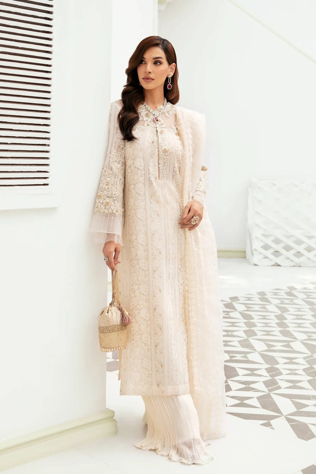 Musfirah Saad - Wedding Festive - Sensational Ivory - Designer Dress with Intricate embroidery and embellishments. Shop elegent wedding dress at Maria Faisal.