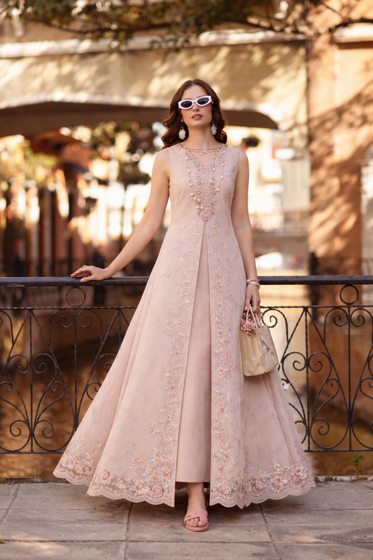 Noor by Saadia Asad | Eid Luxe Printkhaas 26 | D6 - B - Ballet Pink - Luxury Dress - available at Maria Faisal in UK and USA.
