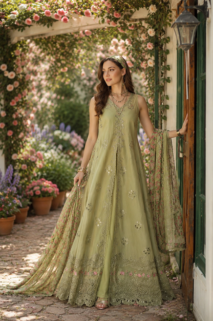 Noor by Saadia Asad | Noor Eid Printskhas 26 |D12  Mint Reverie - Luxury Dress - available at Maria Faisal in UK and USA.