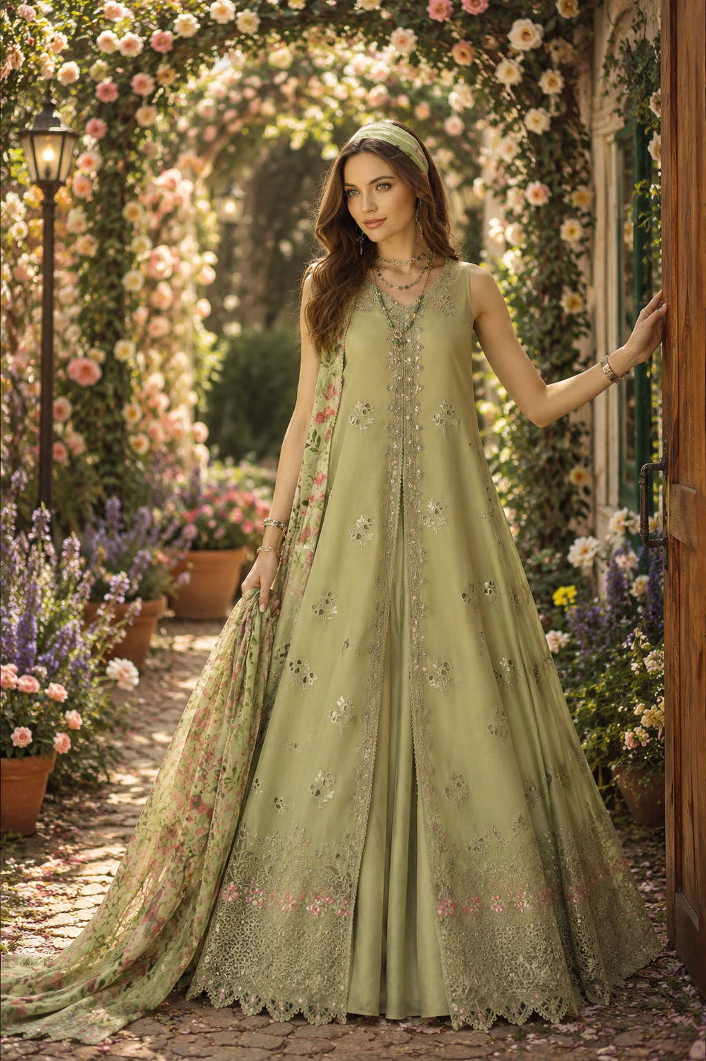 Noor by Saadia Asad | Noor Eid Printskhas 26 |D12  Mint Reverie - Luxury Dress - available at Maria Faisal in UK and USA.