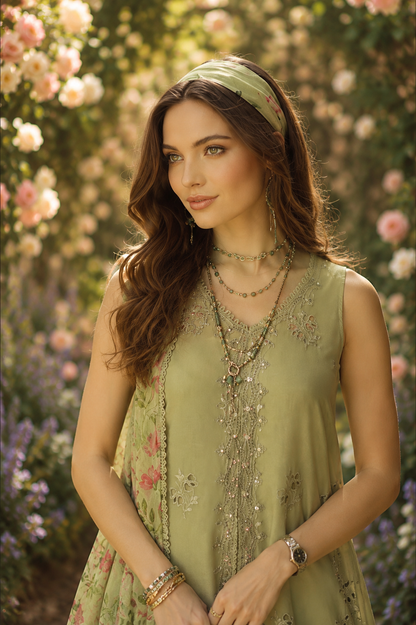 Noor by Saadia Asad | Noor Eid Printskhas 26 |D12  Mint Reverie - Luxury Dress - available at Maria Faisal in UK and USA.