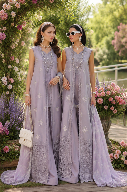 Noor by Saadia Asad | Noor Eid Printskhas 26 | D4  Lavender Lights - Luxury Dress - available at Maria Faisal in UK and USA.
