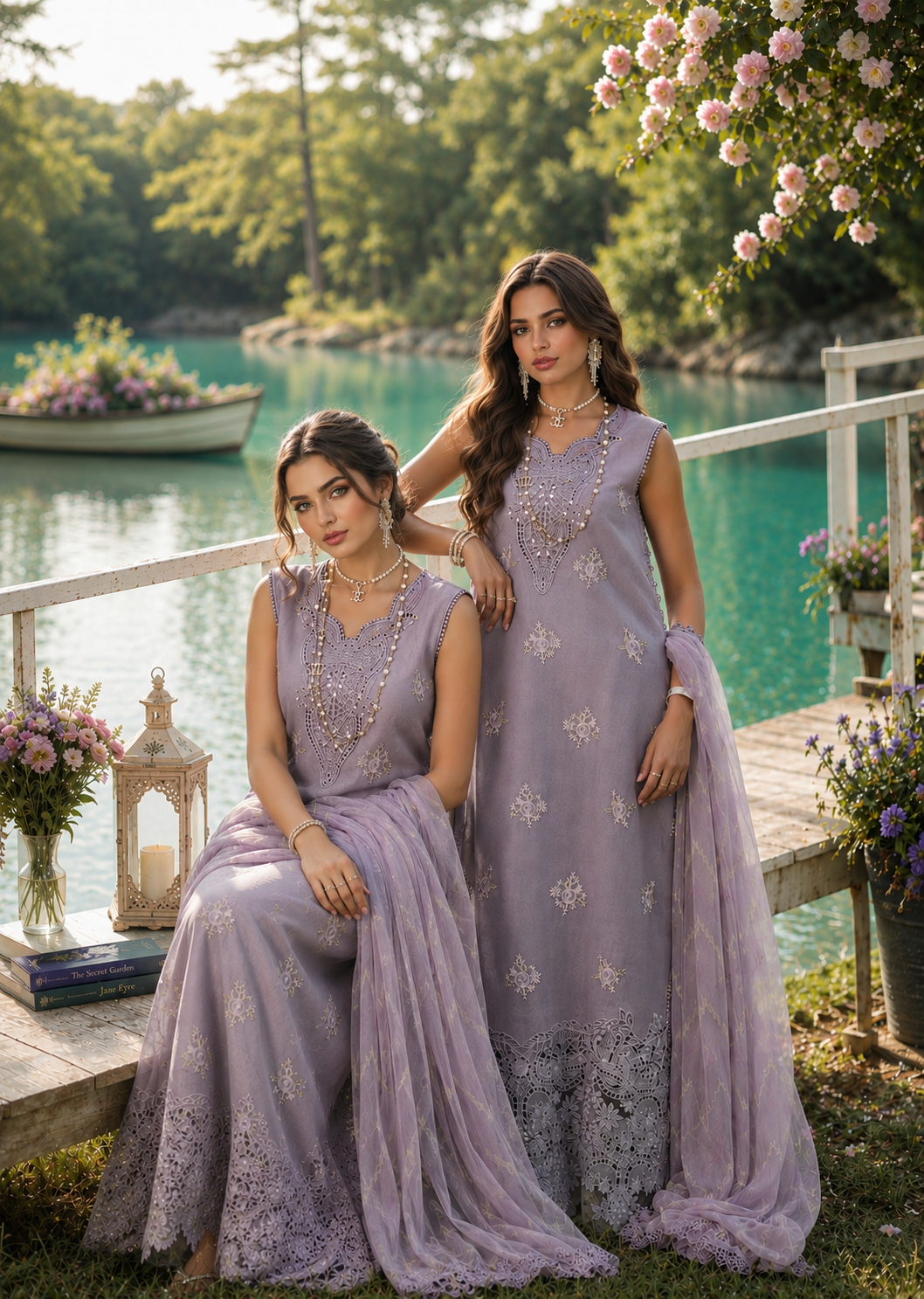 Noor by Saadia Asad | Noor Eid Printskhas 26 | D4  Lavender Lights - Luxury Dress - available at Maria Faisal in UK and USA.