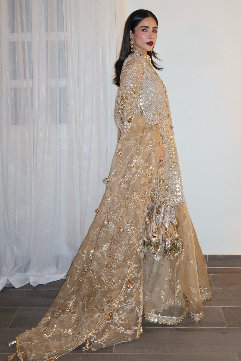 MNR | Zarlish Festive 25 | Rija Mujahid in Roshni - Formal Dress - available at Maria Faisal in UK and USA.