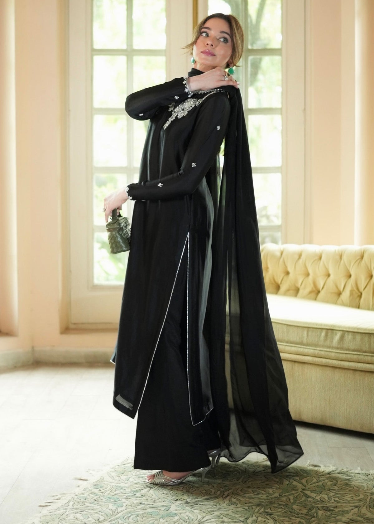 Mahum Asad | The Color Edit | NOIRE - Formal Dress - available at Maria Faisal in UK and USA.
