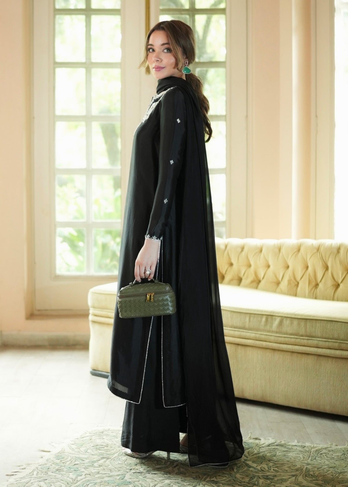 Mahum Asad | The Color Edit | NOIRE - Formal Dress - available at Maria Faisal in UK and USA.