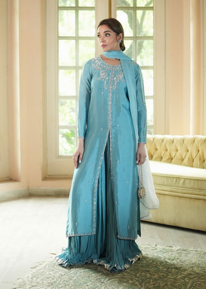Mahum Asad | The Color Edit | AZURA - Formal Dress - available at Maria Faisal in UK and USA.