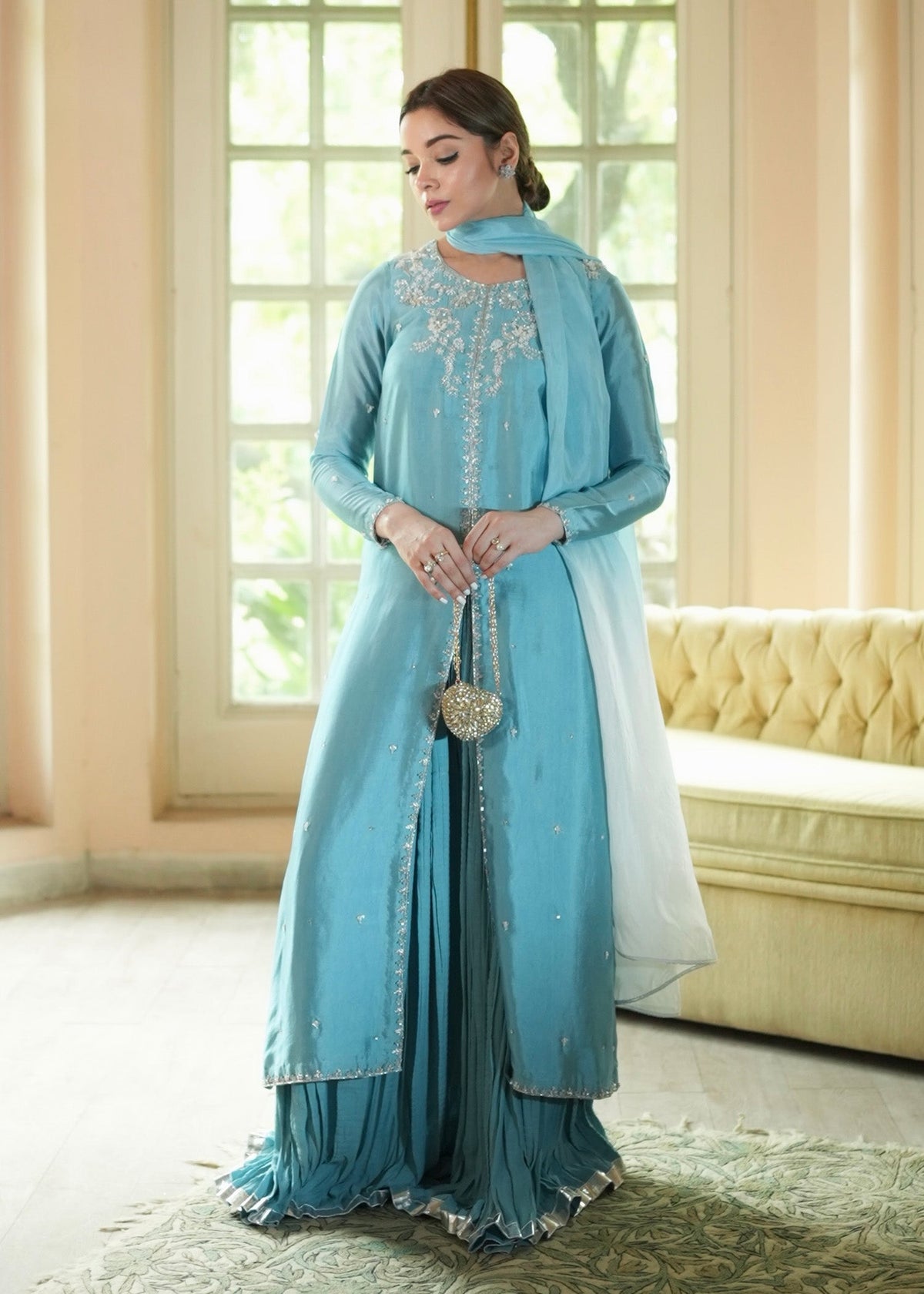 Mahum Asad | The Color Edit | AZURA - Formal Dress - available at Maria Faisal in UK and USA.