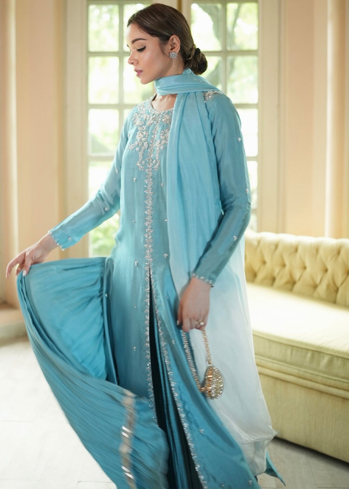 Mahum Asad | The Color Edit | AZURA - Formal Dress - available at Maria Faisal in UK and USA.
