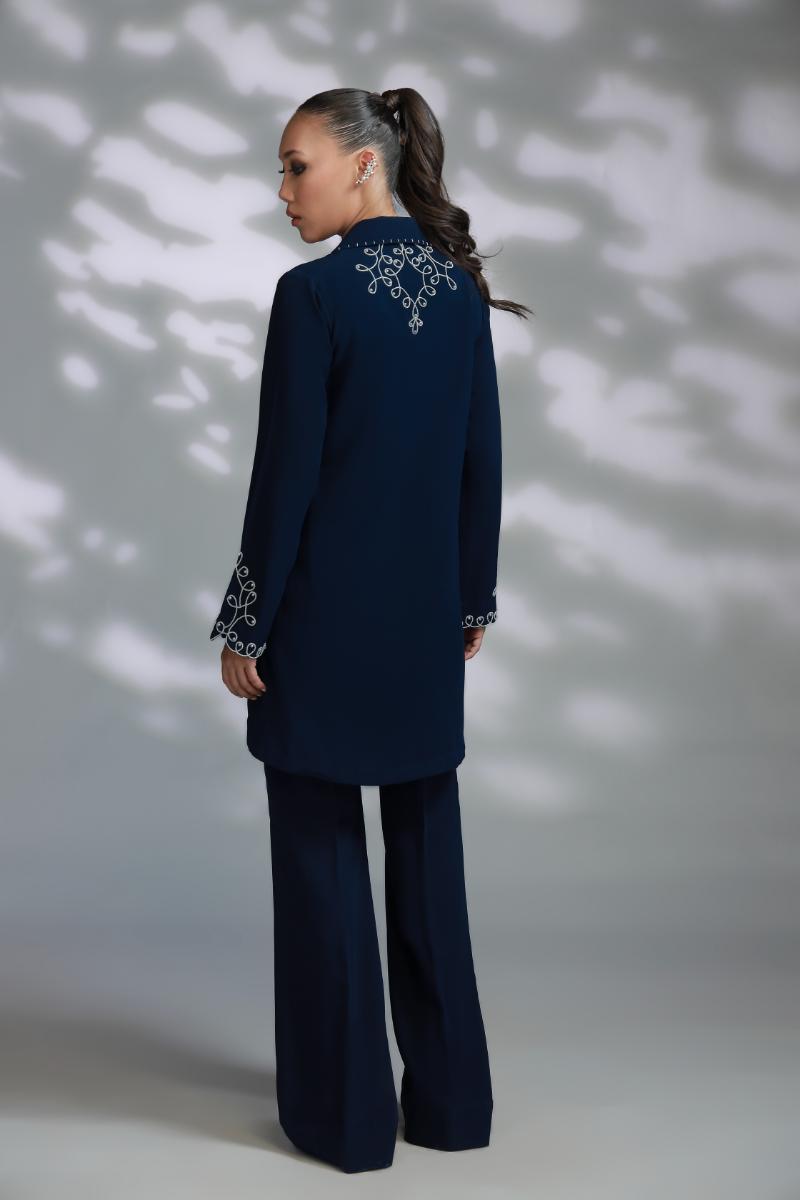 Sana Abbas | La Fiesta A W Pret | Cobalt - Dress - available at Maria Faisal in UK and USA.