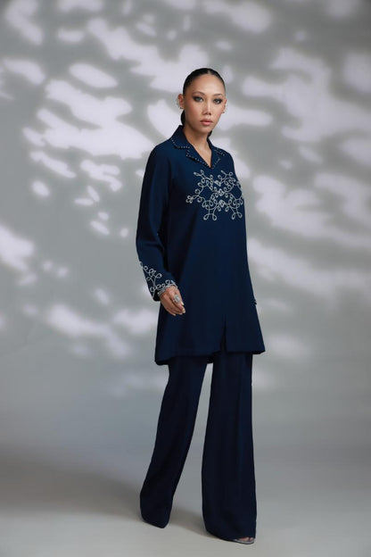 Sana Abbas | La Fiesta A W Pret | Cobalt - Dress - available at Maria Faisal in UK and USA.