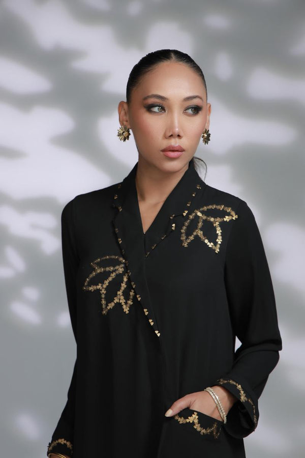 Sana Abbas | La Fiesta A W Pret | Onyx - Dress - available at Maria Faisal in UK and USA.