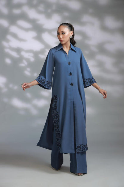 Sana Abbas | La Fiesta A W Pret | Silvern - Dress - available at Maria Faisal in UK and USA.