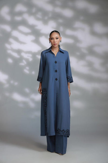 Sana Abbas | La Fiesta A W Pret | Silvern - Dress - available at Maria Faisal in UK and USA.