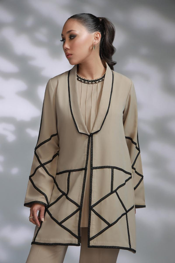 Sana Abbas | La Fiesta A W Pret | Taupe - Dress - available at Maria Faisal in UK and USA.