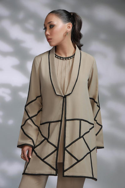 Sana Abbas | La Fiesta A W Pret | Taupe - Dress - available at Maria Faisal in UK and USA.