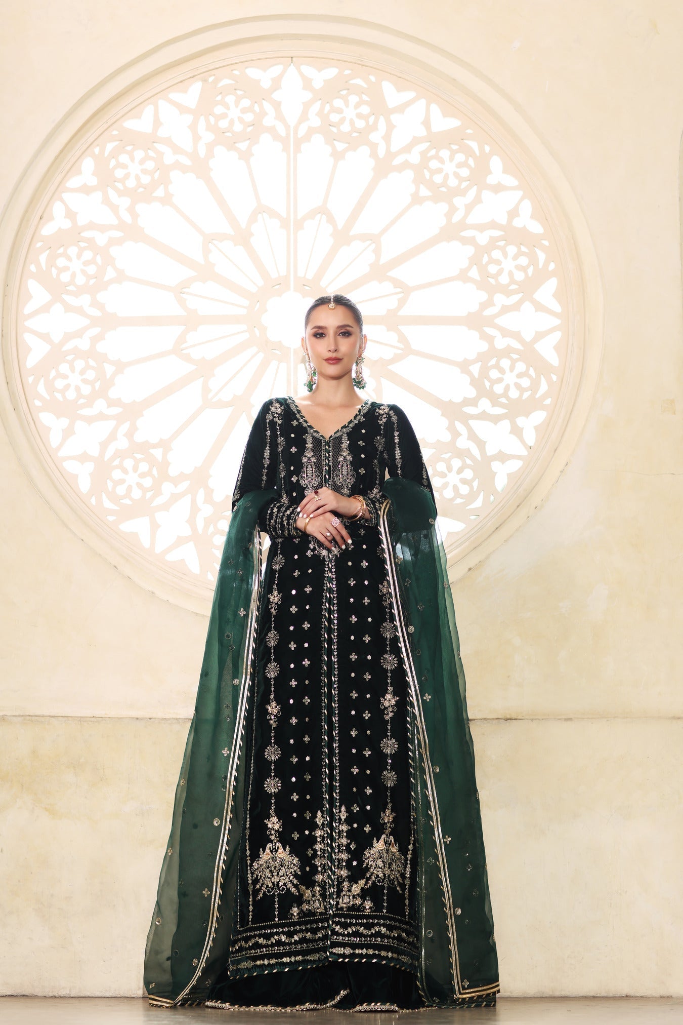 Noor by Saadia Asad | Handcrafted Velvet 25 |Zamurrud - Formal Dress - available at Maria Faisal in UK and USA.