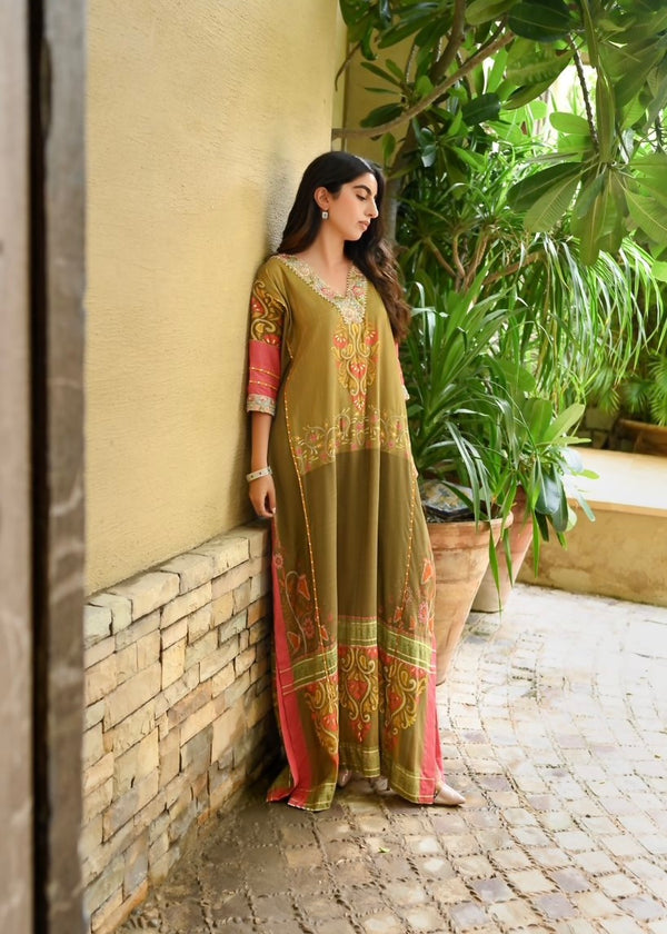 Layla Chatoor | Luxury Pret | Printed Kaftan - Luxury Dress - available at Maria Faisal in UK and USA.
