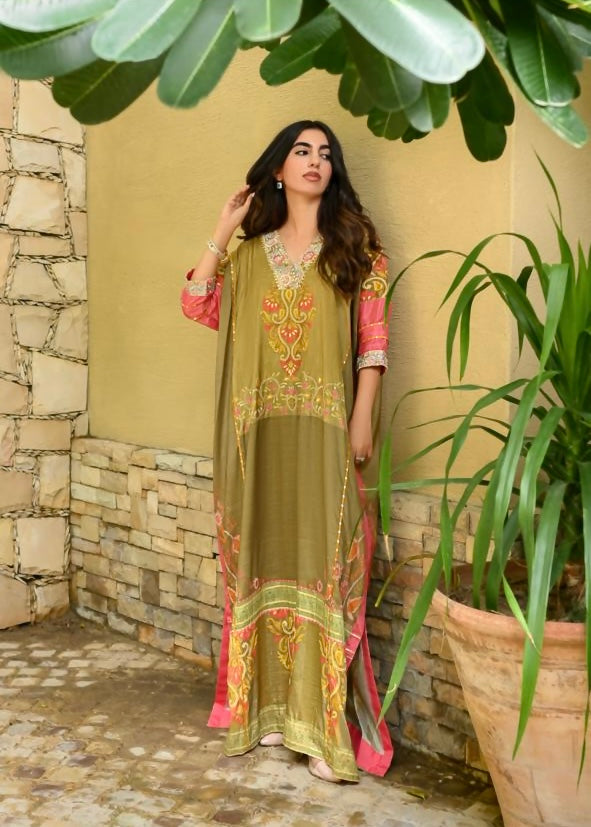 Layla Chatoor | Luxury Pret | Printed Kaftan - Luxury Dress - available at Maria Faisal in UK and USA.