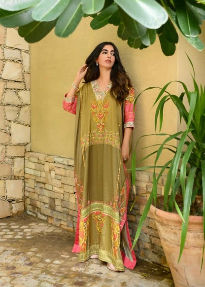 Layla Chatoor | Luxury Pret | Printed Kaftan - Luxury Dress - available at Maria Faisal in UK and USA.