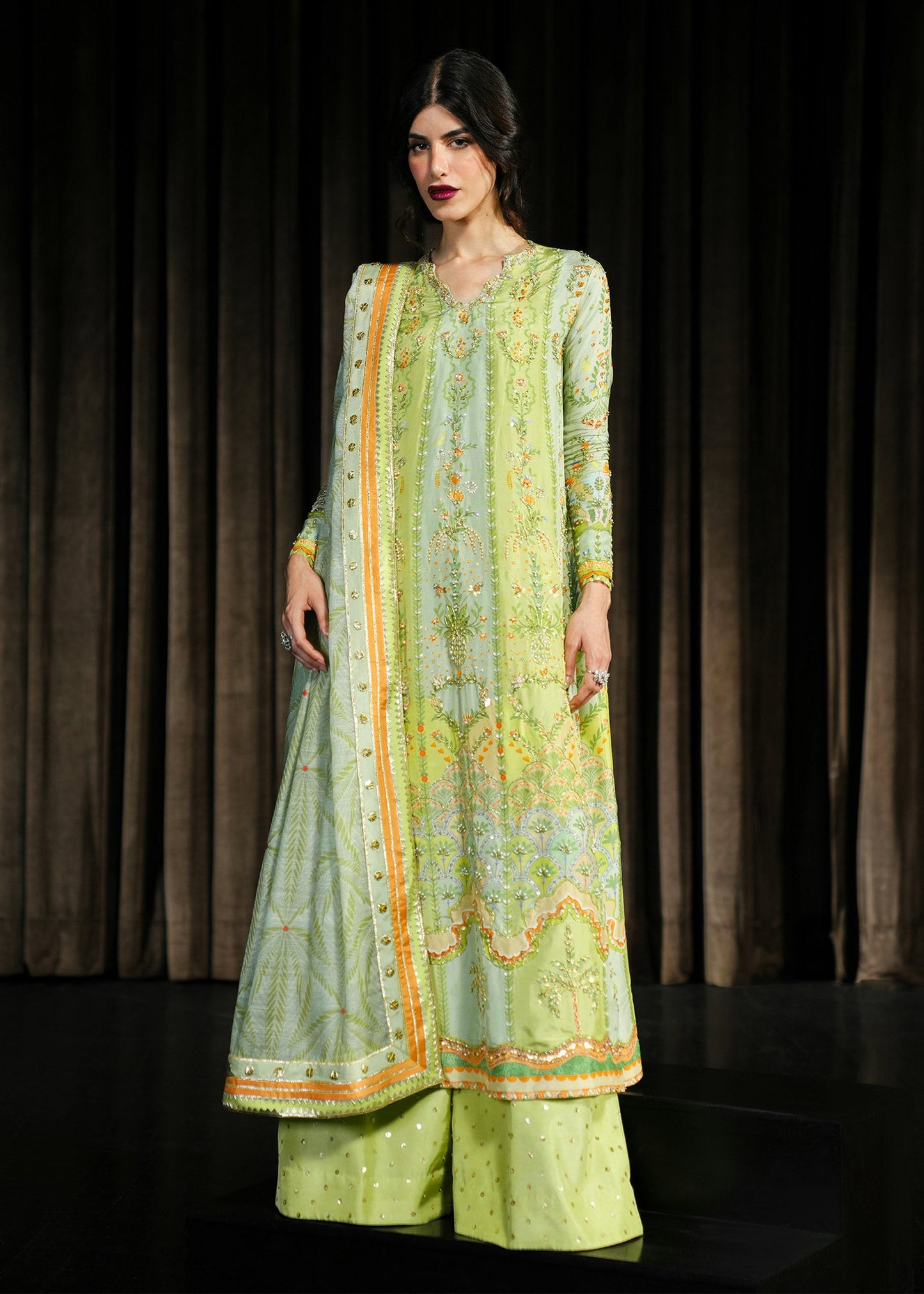 Crimson | Silk Eid Pret | Rangralli - Lime