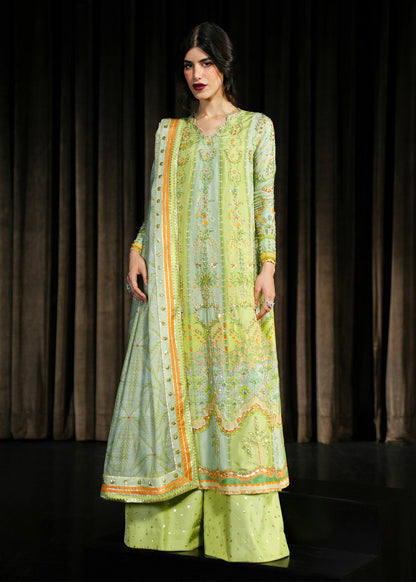 Crimson | Silk Eid Pret | Rangralli - Lime